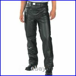 Leather Jeans Pant Real Style Men Black Mens 501 Pants S Trousers Bikers Punk 89