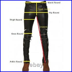 Leather Jeans Pant Real Style Men Mens 501 Pants S Trousers Bikers Punk Green 78