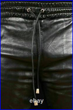 Leather Joggers Pant Men's Black 100% Genuine Lambskin Designer Stylish Decent
