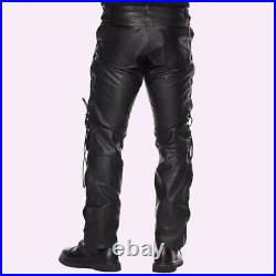 Leather Pants For Men In Side Lace Design And Pure Hand Crafted Leather