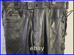 Leather Pants Lace Up Legs (Side). Men's 42/32. Black. NWT