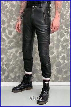 Leather Pants Men Soft Black Lambskin Genuine Leather Sexy Trouser Style #1
