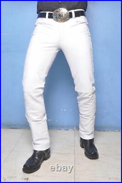 Leather Pants Real Jeans Mens Premium White Stitches Men S Motorcycle Style 2