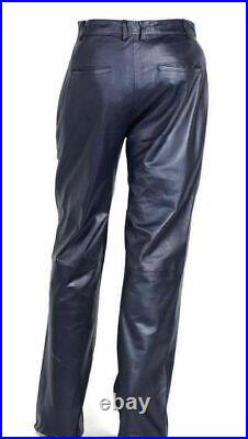 Leather Pants Real Jeans Mens Trouser Blue Side New Men S Motorcycle Style 1