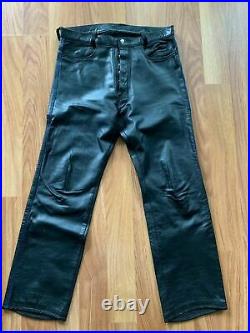 Leather Pants with Blue Piping Gay, 34x30