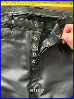 Leather Pants with Blue Piping Gay, 34x30