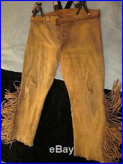 Leather Pants with Fringe Mountain Man Rendezvous Black Powder
