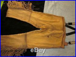 Leather Pants with Fringe Mountain Man Rendezvous Black Powder