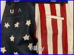 Leather World USA Men's Pants American Flag Eagle 38 x 34 Red White Blue