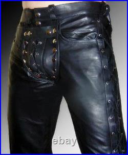 Leather-pants-NEW-leather-gay-pants-zip-back side code piece lacing sexy