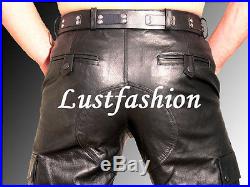 Leather pants black leather trousers cargo style mens pants new Cargohose Leder