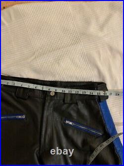 Leather trousers jodhpurs pants breeches blue stripes