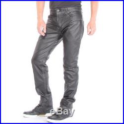 Light Stitch NYS Leather Pants Black Men New Size 28