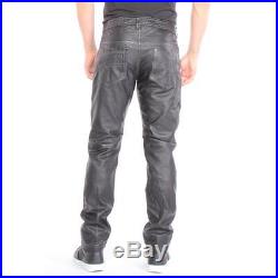 Light Stitch NYS Leather Pants Black Men New Size 28