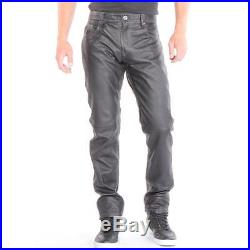 Light Stitch NYS Leather Pants Black Men New Size 34