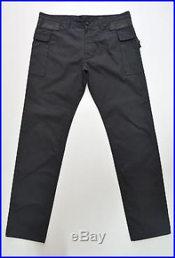 Louis Vuitton Men`s Leather Element Long Grey Sz 46 Side Pants Trousers Cotton