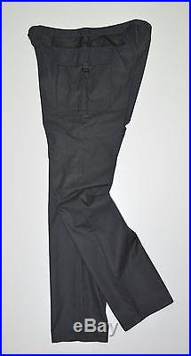 Louis Vuitton Men`s Leather Element Long Grey Sz 46 Side Pants Trousers Cotton
