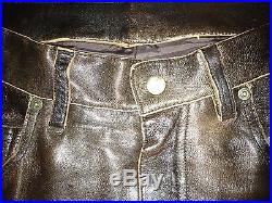 M Julian Wilsons Brown Leather Men's Motorcycle Pants Size 30 X 33 UNHEMMED