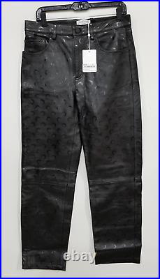 MARINE SERRE Black Moon Print Leather Pants Sz XL
