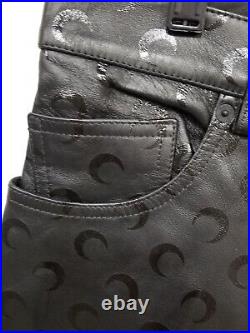 MARINE SERRE Black Moon Print Leather Pants Sz XL