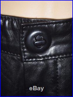 MASATOMO Japan men's soft black leather jeans pants 36 XL