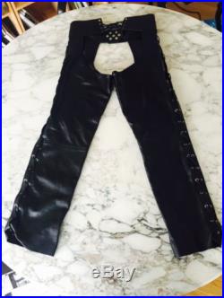 MEN'S BLACK LEATHER CHAPS, GAY INTEREST, Kookie Leather Company