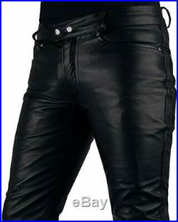 MEN'S COWHIDE LEATHER JEANS THIGH FIT 501 Style LUXURY PANTS JEANS