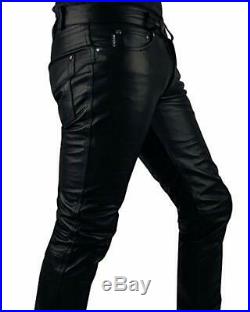 MEN'S COWHIDE LEATHER JEANS THIGH FIT 501 Style LUXURY PANTS JEANS