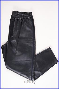 MENS 3.1 Phillip Lim NWT $1500 Black Leather Tapered Drawstring Trousers SZ 32