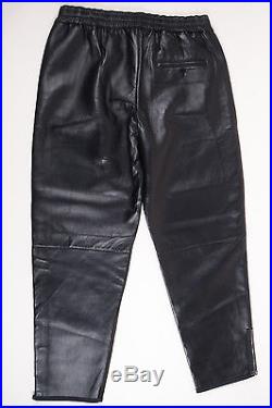 MENS 3.1 Phillip Lim NWT $1500 Black Leather Tapered Drawstring Trousers SZ 32