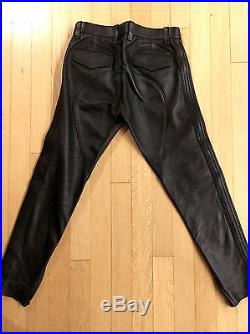 Mens Mr 665 Of Hollywood Leather Breeches Pants Biker S Bluf 34x32 Cop Uniform
