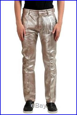 Maison Margiela 10 Men's 100% Leather Metallic Fringe Casual Pants Size 30 32