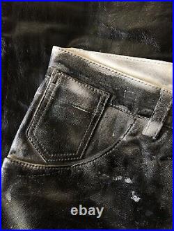 Maison Martin Margiela SS2005 Painted Leather Trousers Pants Vintage Artisanal