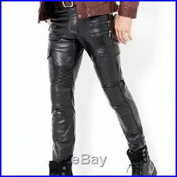 Men & Boys 100% Genuine Lambskin Leather Pant Stragiht cargo Jeans style