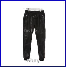 Men Faux Leather Motorcycle Stage Party Nightclub Jogger Pants Casual Trouser sz
