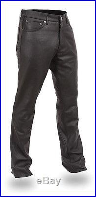 Men Leather Pants Five Pockets Lining Black, FMC, Various Sizes FIM833CFD