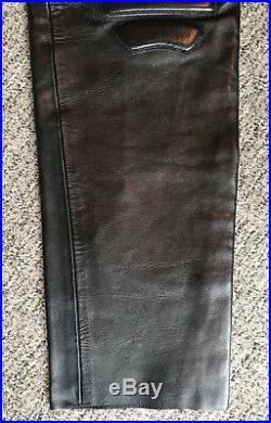 Men Prada Black Extra Soft + supple Leather Biker Pant Made In Italy 30 x 29