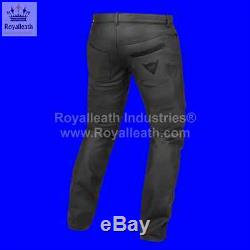 Men Pure Leather Cowhide Motorcycle Biker Trouser, Fashion, Pants, Jeans, Black