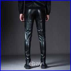 Men Real Leather Slim fit Pants Sheep Lambskin leather