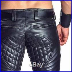 Men handmade black leather pants men pants men trouser motorbike party trouser