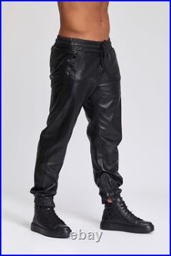 Men's 100% Genuine Lambskin Leather Pants Classic Party Trouser Leather Pants