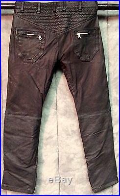 Men's Alessandrini Black Leather Low Rise Unique Pants Size 34 LP0013