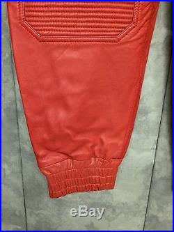 Men's Alessandrini NY Red Leather Joggers Pants Size Large LP0193