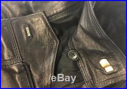 Men's Authentic Black GUCCI Leather Silk Lined Flare Leg Pants Size 34