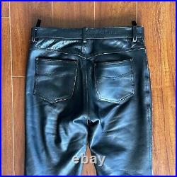 Men's BELSTAFF Leather Black Motorcycle Pants US 36, Vintage, Incredible Fit