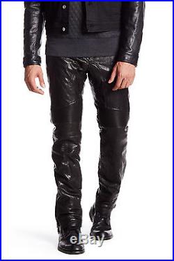 Men's Black BELSTAFF Genuine Leather Quilted Pant. New with tags! MSRP $1,995