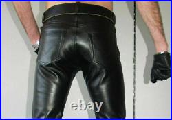 Men's Black Genuine Lambskin Real Leather Casual Jeans Biker Pant ZL-0010
