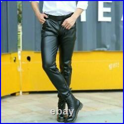 Men's Black Genuine Lambskin Real Leather Casual Jeans Biker Pant ZL-009