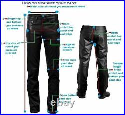 Men's Black Leather 100% Real Lambskin Sweat Pants/Jogger trousers Pant ZL-0052