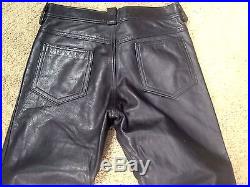Men's Black Leather Motorcyle Riding 5 Pocket Pants GUC Sz. 32 Western Style